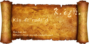 Kis Árpád névjegykártya